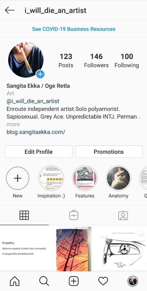 7-Instagram-creator-account-sangita-ekka-digital-marketing-i-will-die-an-artist.