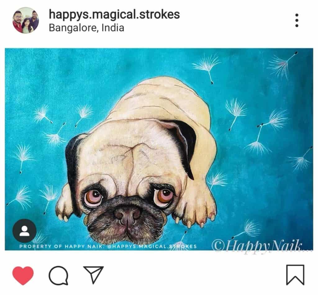 IG features Happy Naik pug drawing